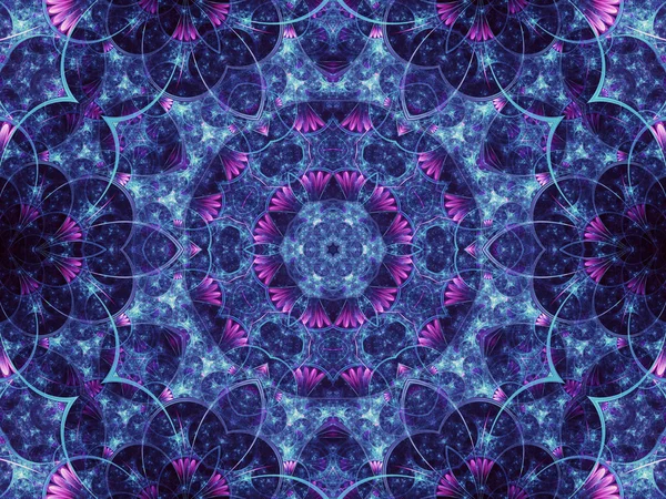 Dark fractal mandala with floral pattern, digital artwork for creative graphic design — Stock Photo, Image