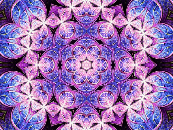 Mandala fractal roxo com flor no meio, arte digital para design gráfico criativo — Fotografia de Stock