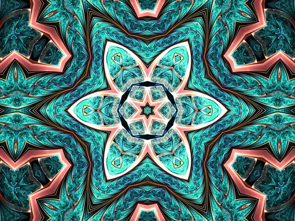 Mandala frattale a forma di stella colorata, opera d'arte digitale per la progettazione grafica creativa — Foto Stock