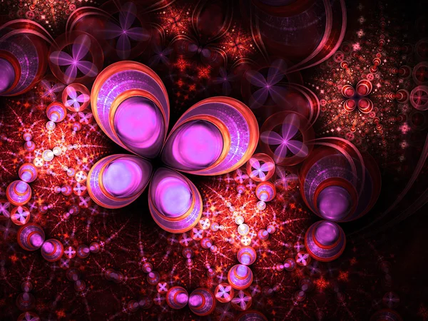 Fleur fractale violet foncé ou papillon, illustration numérique pour la conception graphique créative — Photo