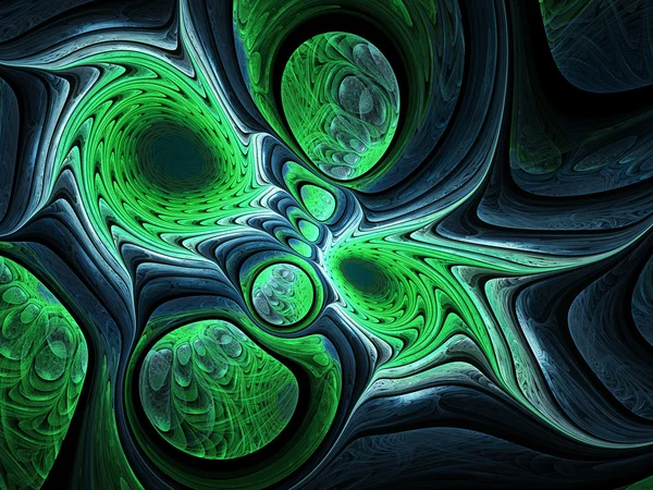 Green fractal swirly pattern, digital artwork for creative graphic design — Stock Photo, Image