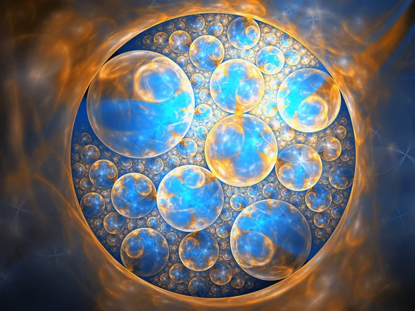 Flores fractales abstractas en esferas, ilustraciones digitales para un diseño gráfico creativo — Foto de Stock