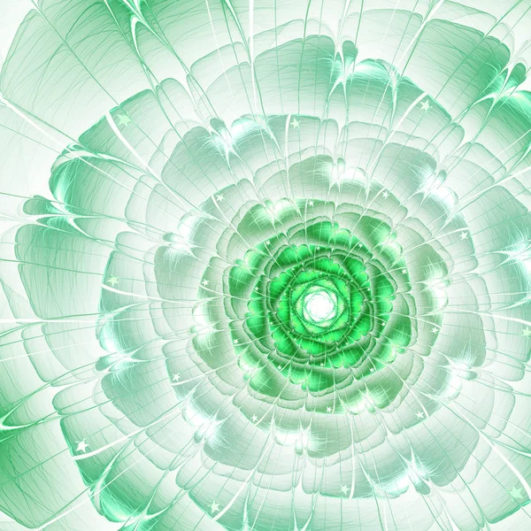 Fiore frattale verde lucido, opera d'arte digitale per un design grafico creativo — Foto Stock