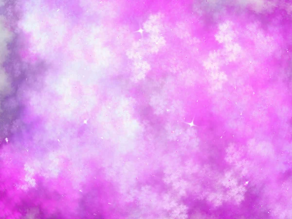 Pink fractal sky with stars, digital artwork for creative graphic design — Stock Photo, Image