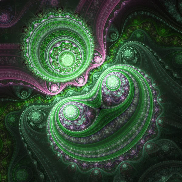 Green fractal clockwork, digital artwork for creative graphic design — Stock Photo, Image