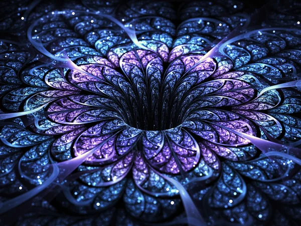 Flor fractal azul oscuro, obra de arte digital para un diseño gráfico creativo —  Fotos de Stock