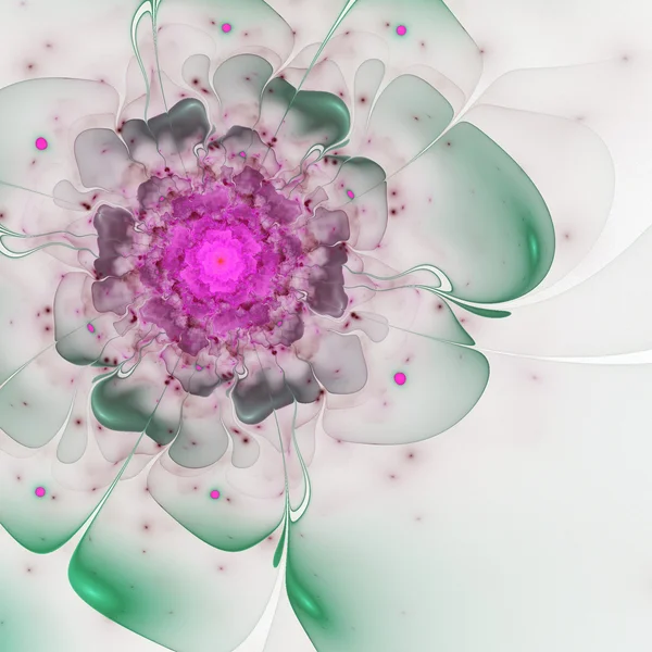 Paarse en groene fractal bloem, digitale kunst voor creatieve grafisch ontwerp — Stockfoto