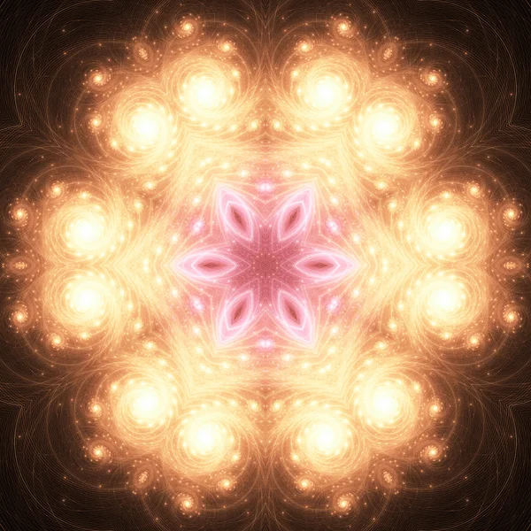 Mandala fractal dorado brillante, obra de arte digital para el diseño gráfico creativo —  Fotos de Stock