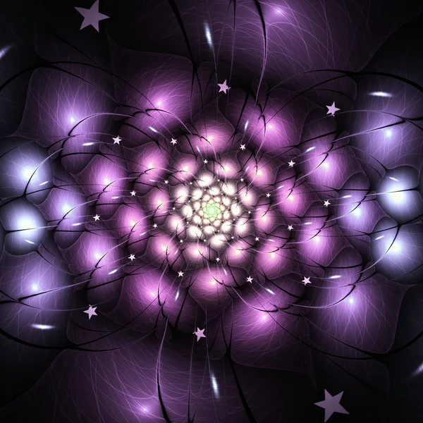 Dark purple fractal flower, digital artwork for creative graphic design — Stock Photo, Image