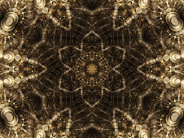 Gold fractal mandala, digital artwork for creative graphic design — Stock Photo, Image