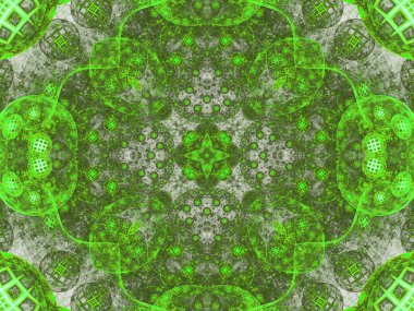 Yeşil fraktal mandala, yaratıcı grafik tasarım için dijital sanat