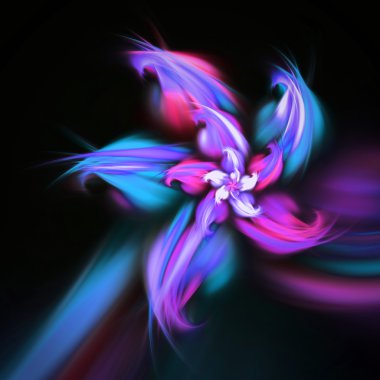 koyu renkli fraktal çiçek, yaratıcı grafik tasarım için dijital sanat