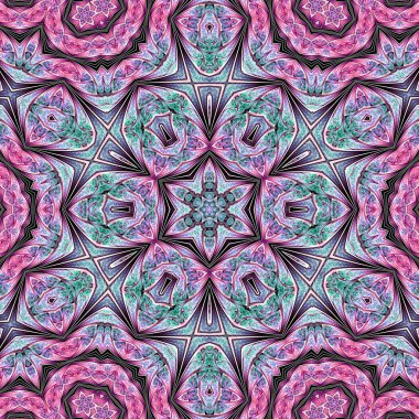 Yumuşak pastel renkli fraktal mandala, yaratıcı grafik tasarım için dijital sanat