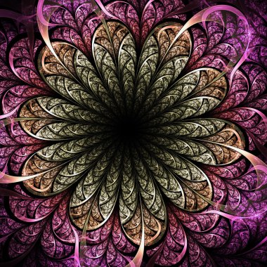 Koyu fraktal çiçek, yaratıcı grafik tasarımı için dijital sanat çalışması