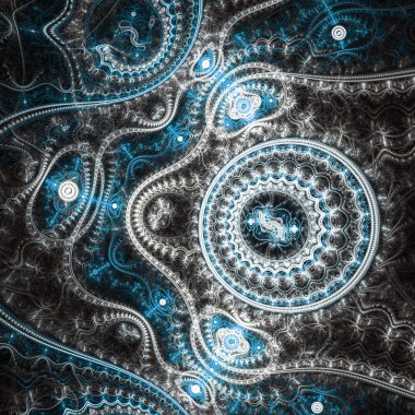 Parlak soyut fraktal makine, yaratıcı grafik tasarım için dijital sanat