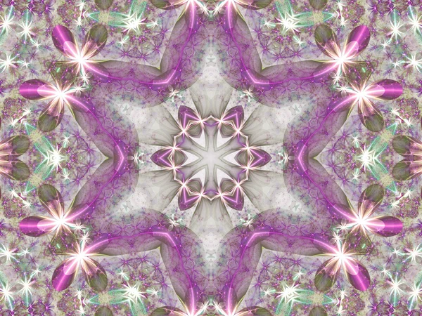 Фиолетовый цветочный фрактал мандала, цифровые произведения искусства для творческого графического дизайна — стоковое фото