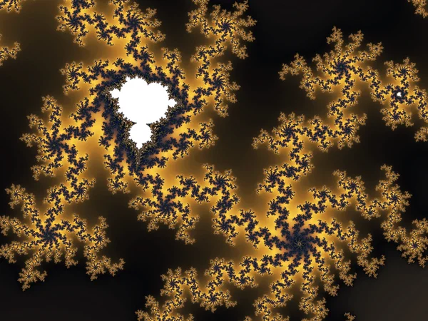 Forma fractal mandelbrot amarelo escuro, arte digital para design gráfico criativo — Fotografia de Stock