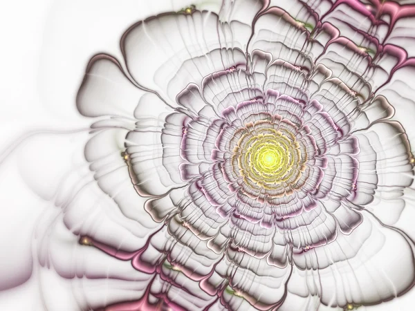 Ljusgul fraktal blomma, digitalt konstverk för kreativ grafisk design — Stockfoto