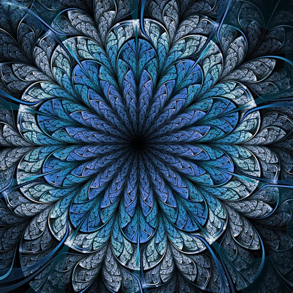 Flor fractal azul, obra de arte digital para design gráfico criativo — Fotografia de Stock