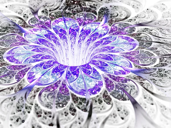 Zwarte en paarse fractal bloem, digitale kunst voor creatieve grafisch ontwerp — Stockfoto