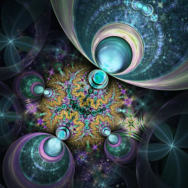 Abstract colorful fractal galaxies, digital artwork for creative graphic design — Stock Photo, Image