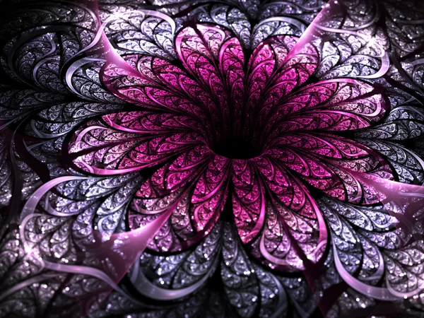 Tmavě fialové fraktální květina, digitální kresba pro kreativní grafický design — Stock fotografie