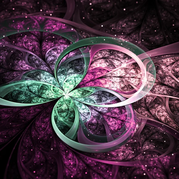 Dark fractal flower or butterfly, digital artwork for creative graphic design — Stock Photo, Image