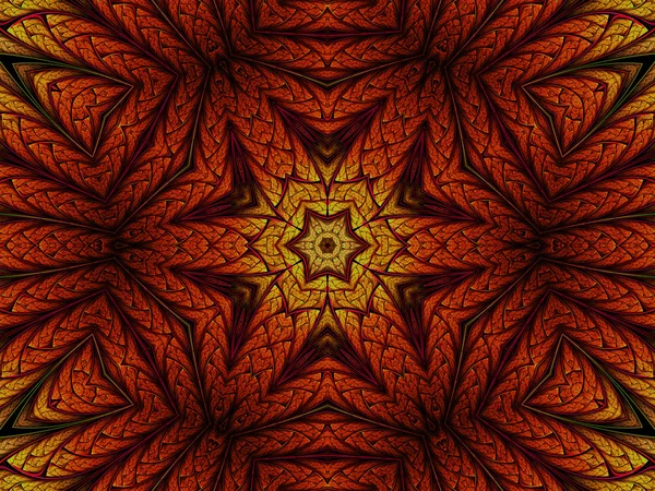 Fiery fractal mandala, digital artwork for creative graphic design — Stock Photo, Image