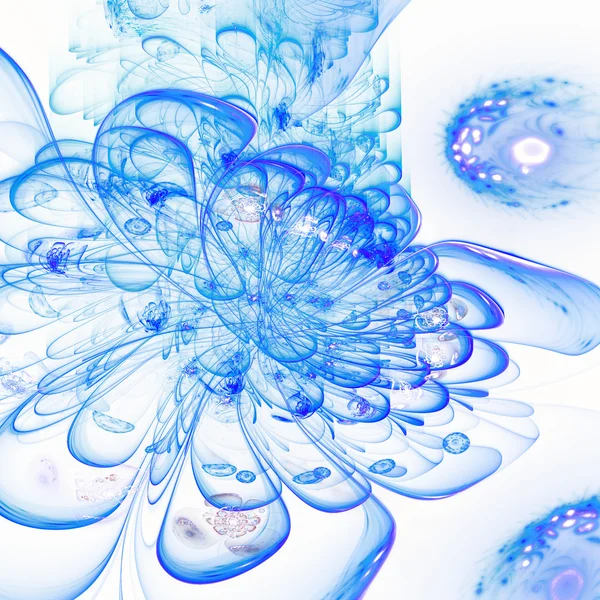 Světle modrý fraktální květ, digitální kresba pro kreativní grafický design — Stock fotografie