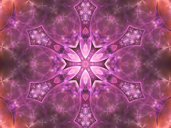 Гладкая фиолетовая фрактальная мандала, цифровые произведения искусства для творческого графического дизайна — стоковое фото