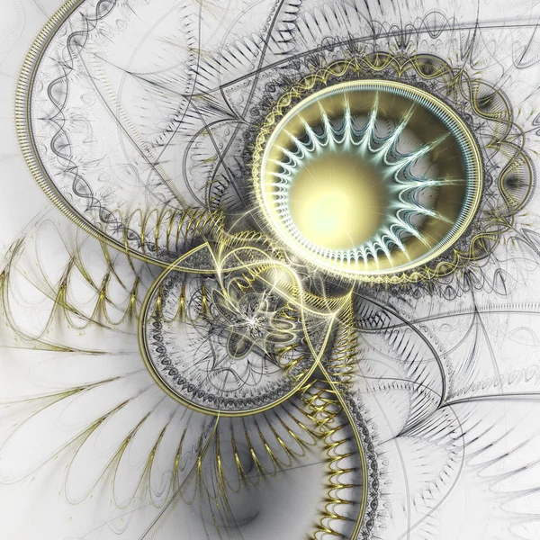 Gouden fractal time machine, digitale kunst voor creatieve grafisch ontwerp — Stockfoto