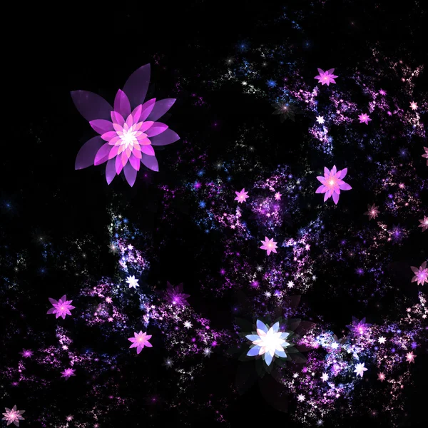 Purple fractal flower garden, digital artwork for creative graphic design — Stock Photo, Image