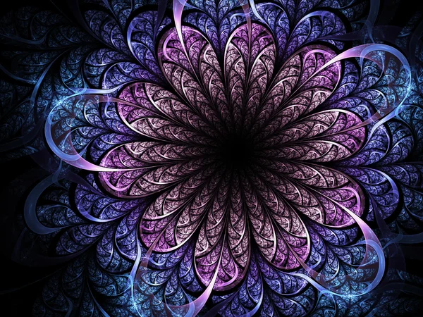 Flor fractal azul oscuro y rosa, obra de arte digital para un diseño gráfico creativo —  Fotos de Stock