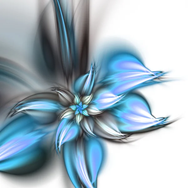 Light blue feathery fractal flower, digital artwork for creative graphic design — Stock Photo, Image