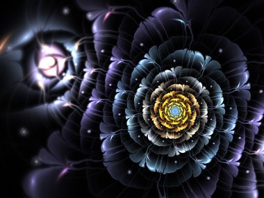 Koyu fraktal çiçek, yaratıcı grafik tasarımı için dijital sanat çalışması