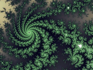 Koyu yeşil fraktal sarmal, yaratıcı grafik tasarım için dijital sanat