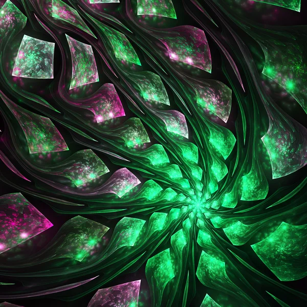 Green fractal spiral, digital artwork for creative graphic design — Stock Photo, Image