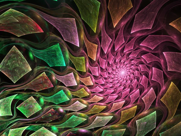 Pink and green fractal swirl, digital artwork for creative graphic design — 图库照片