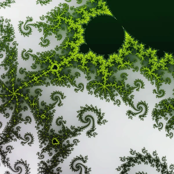 Fórmula fractal de mandelbrot verde remolino, obra de arte digital para el diseño gráfico creativo — Foto de Stock