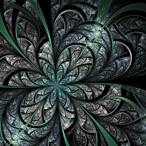 Flor fractal verde, obra de arte digital para el diseño gráfico creativo — Foto de Stock