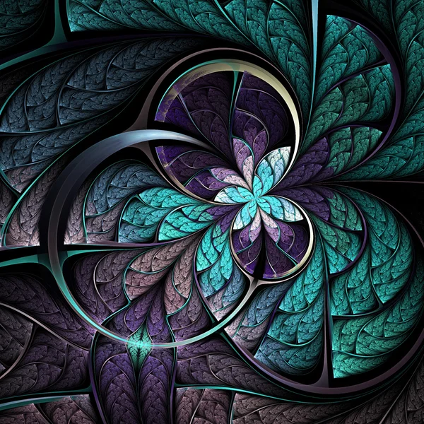 Dark fractal flower or butterfly, digital artwork for creative graphic design — Stock Photo, Image