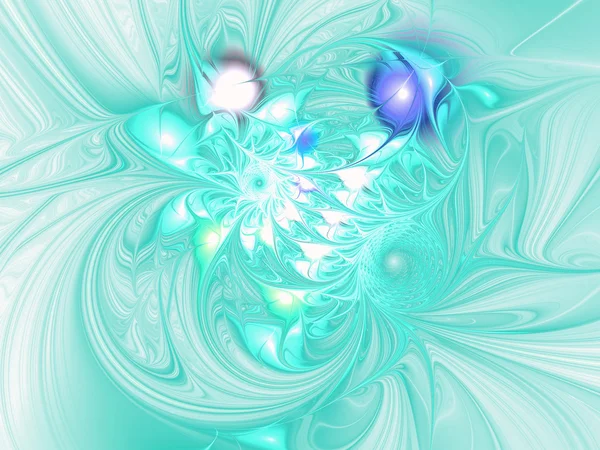 Light turquoise fractal swirls, digital artwork for creative graphic design — Stok fotoğraf