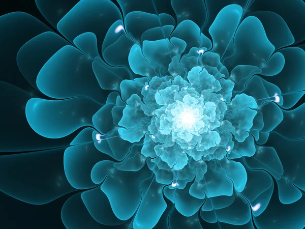 Turquoise fractal flower, digital artwork for creative graphic design — Stock Photo, Image