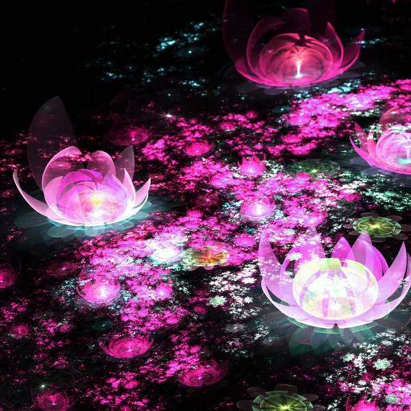 Абстрактные фрактальные цветы - водяная лилия, цифровые произведения искусства для творческого графического дизайна — стоковое фото