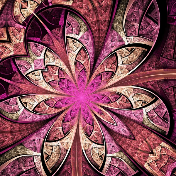 Feminine pink fractal flower, digital artwork for creative graphic design — ストック写真