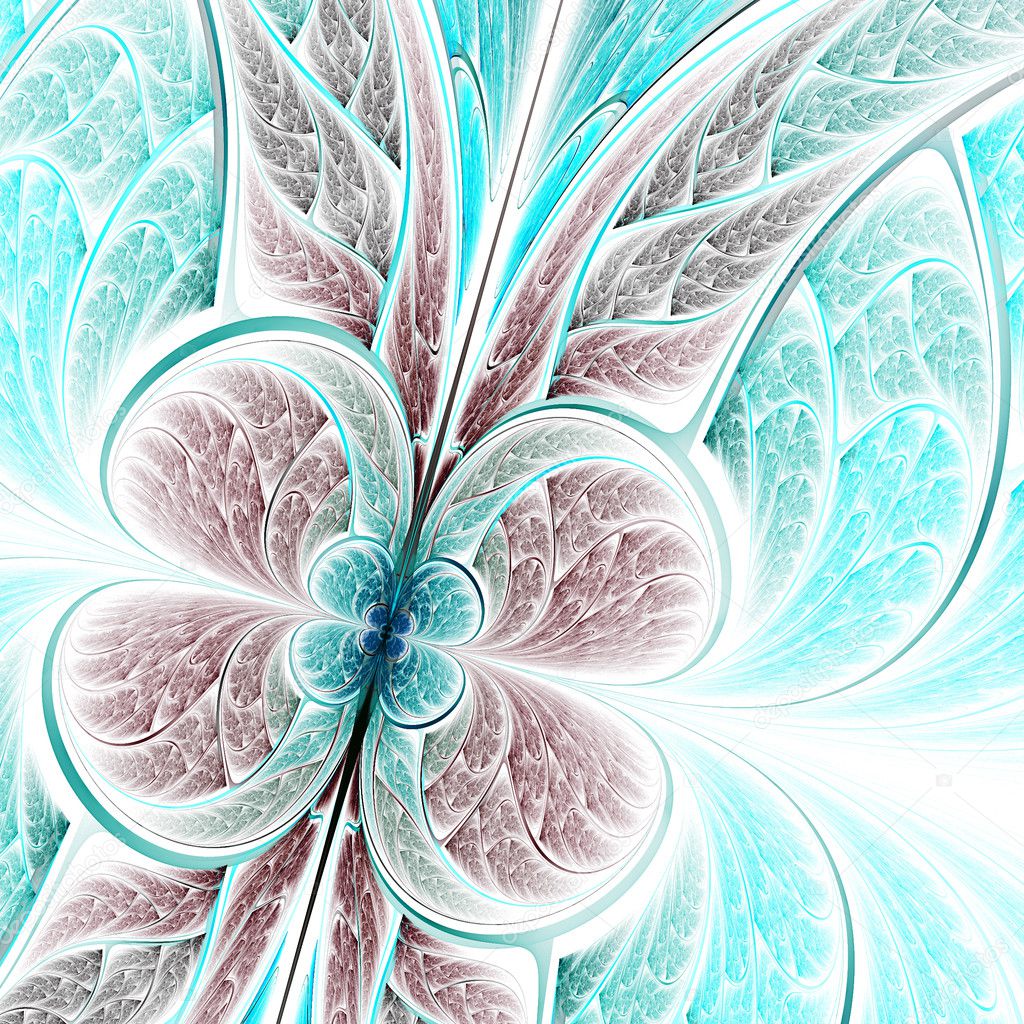 Light fractal flower or butterfly, digital artwork for creative graphic design