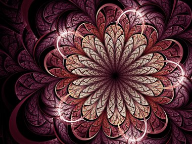 Koyu fraktal çiçek, yaratıcı grafik tasarımı için dijital sanat çalışması