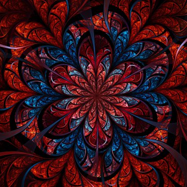 koyu kırmızı fraktal çiçek, yaratıcı grafik tasarım için dijital sanat