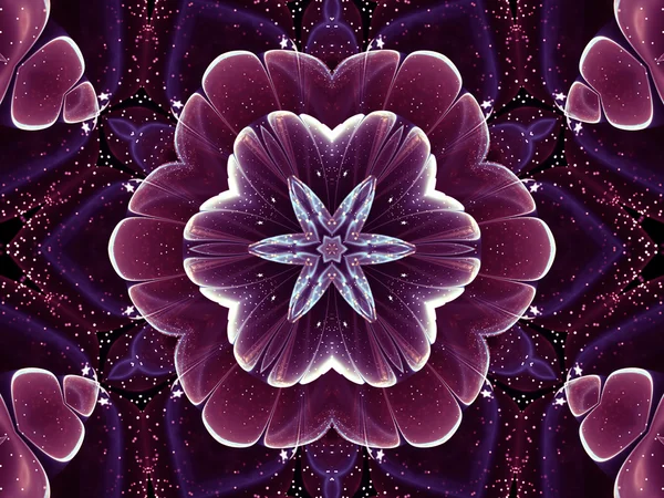 Dark fractal flower mandala, digital artwork for creative graphic design — ストック写真