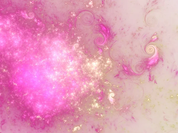 Pink fractal swirly clouds, digital artwork for creative graphic design — 图库照片
